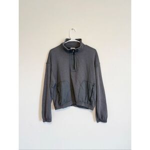 Sundry Mixed Media Half Zip Popover Jacket